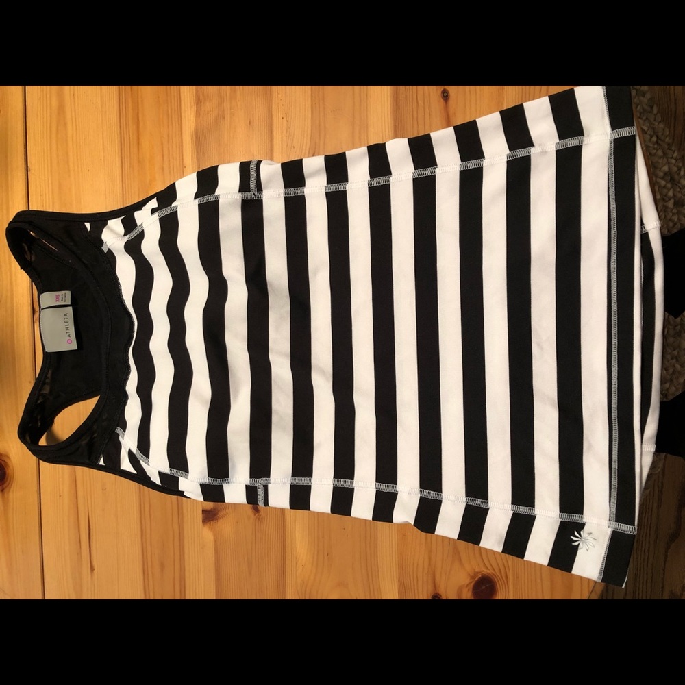 Athleta black and white striped tank XXS